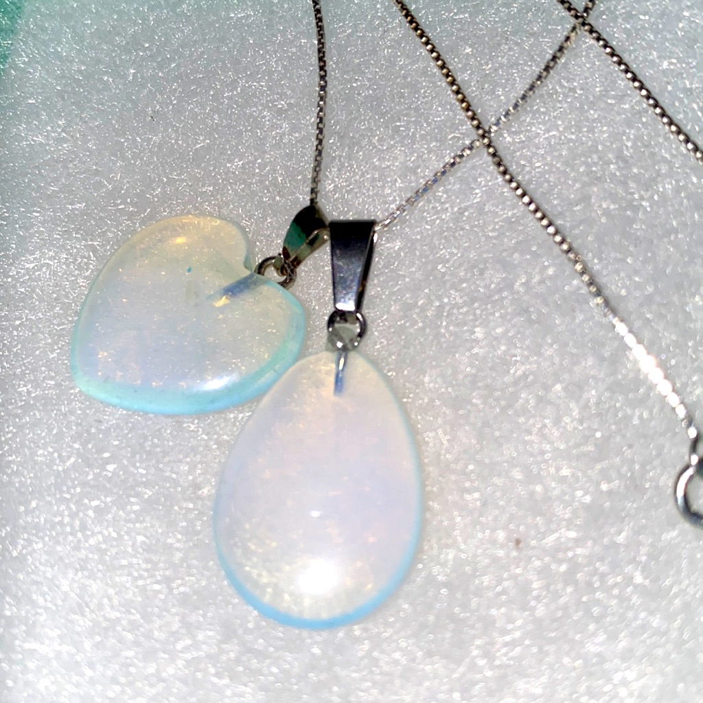 Boho Natural Opal Heart And Tear Drop Sterling Silver 16 Necklace 25$